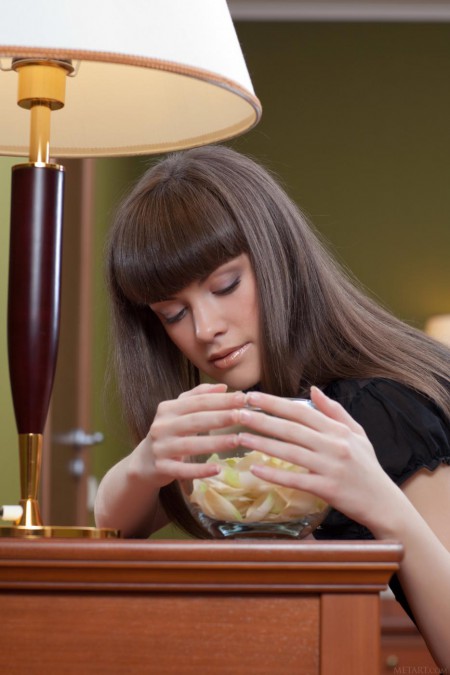 Милая брюнетка Candy Rose - полная соблазнительница в своем черном наряде и без него